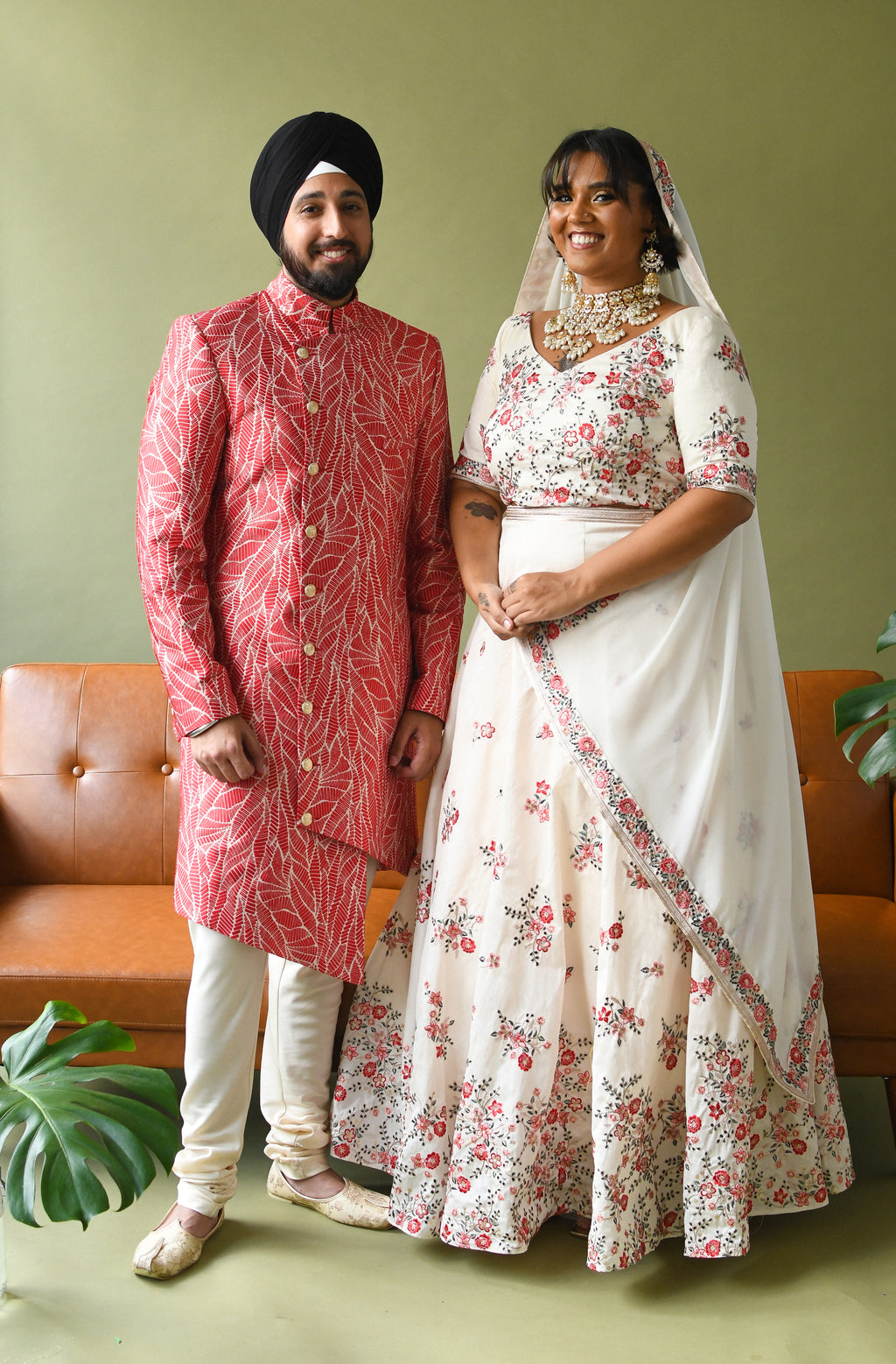 red and green indian wedding dresses