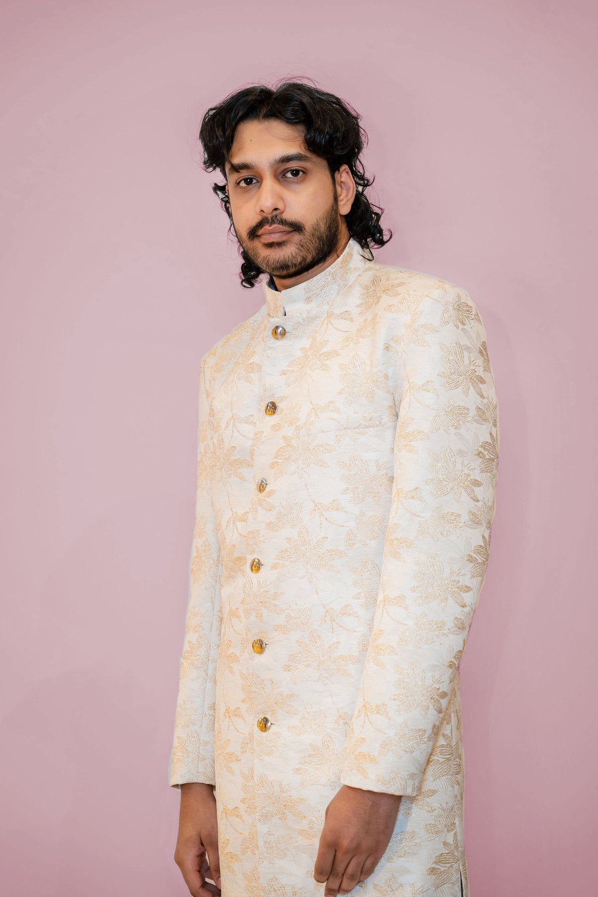 AKSHAY Black and Gold Sherwani