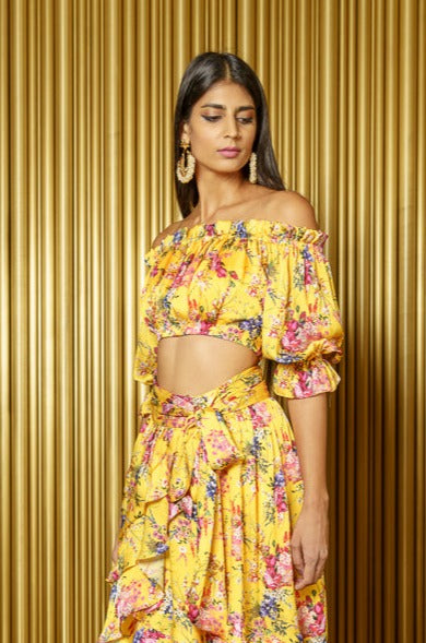 Sample // EMMA Floral Off-the-Shoulder Lehenga Top