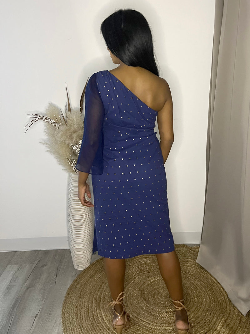 PALAK Navy Gold Dress (Sample)