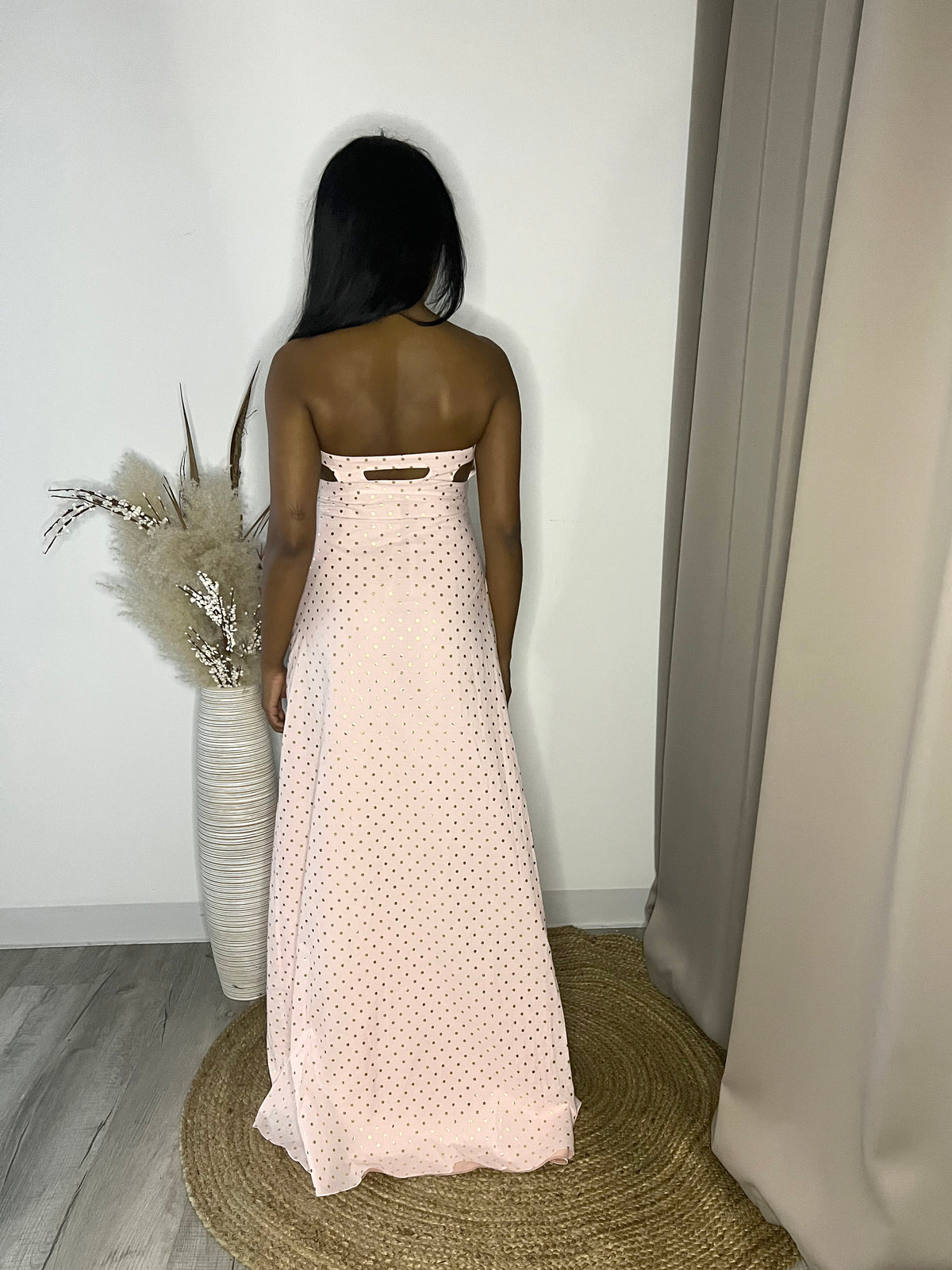 BELA Gold Polkadot Strapless Dress (Sample)