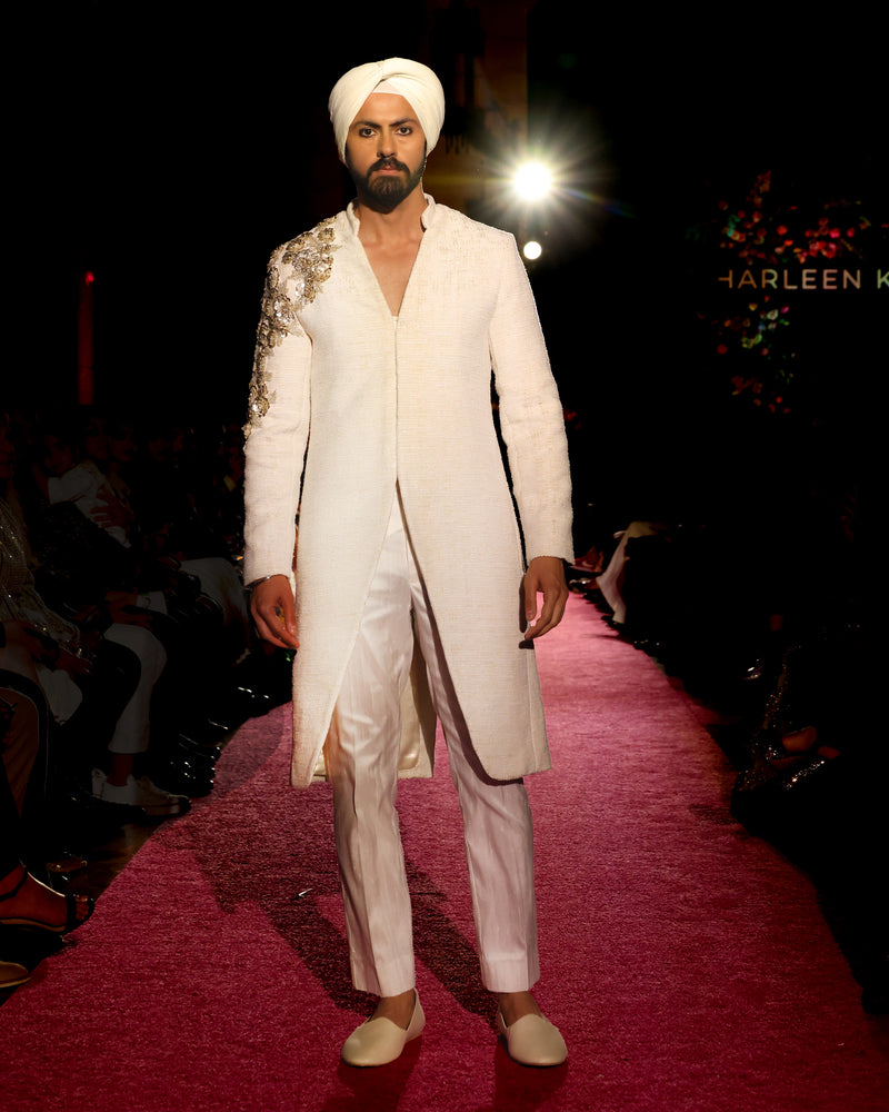 JOHAR Ivory and Gold Sherwani