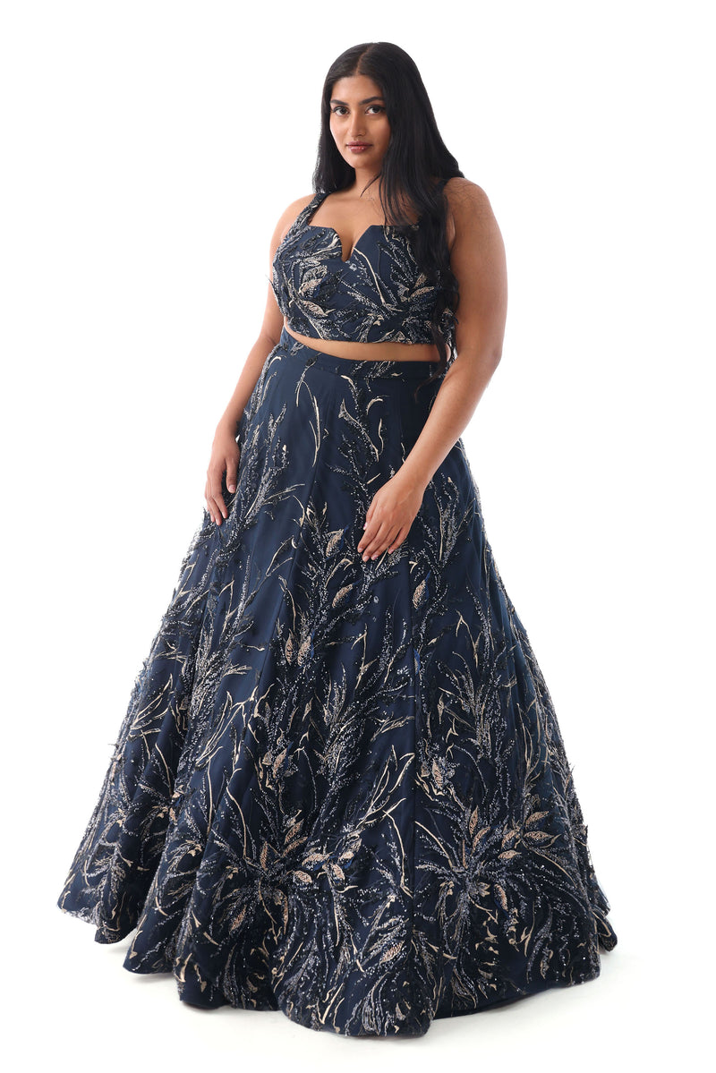 LINITA Midnight Blue Bridal Lehenga Set