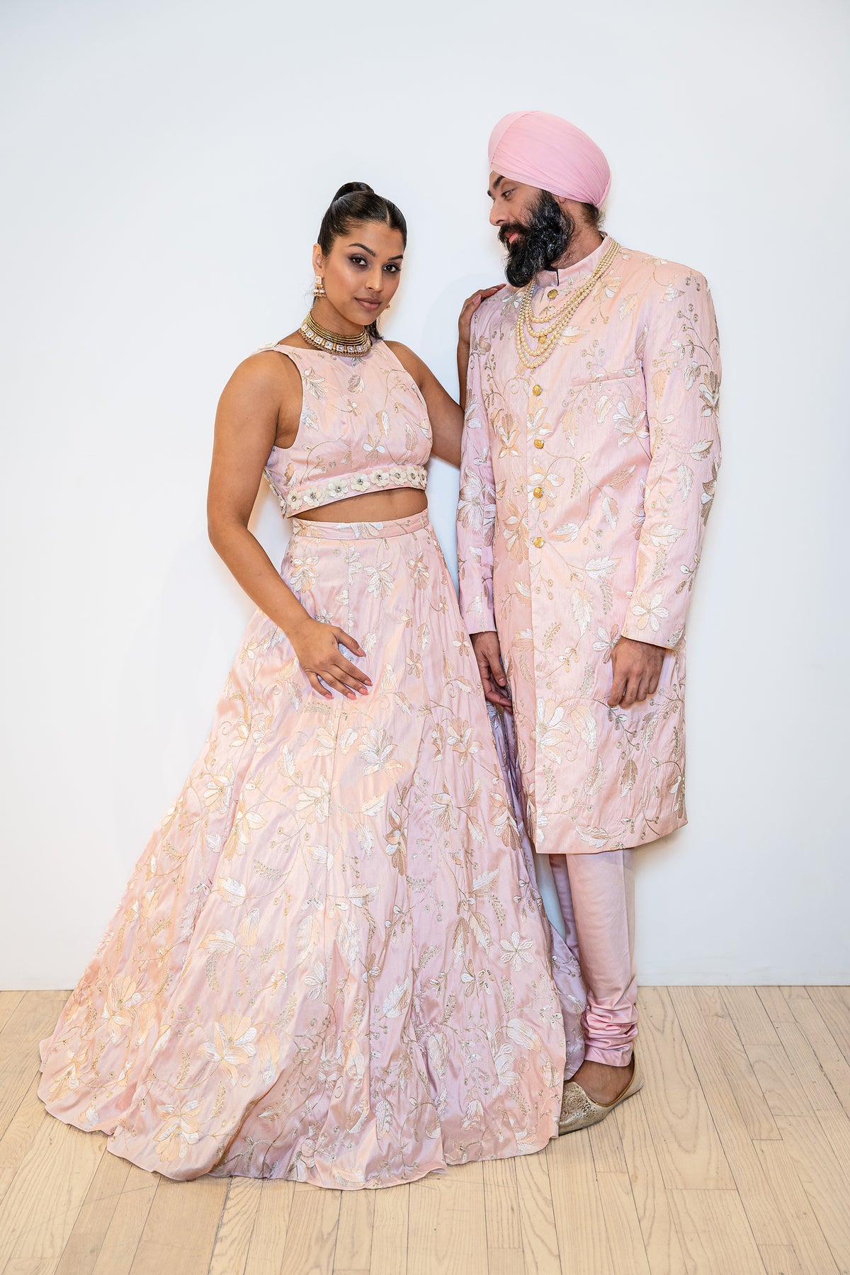 BRIJ Pink and White Wedding Sherwani