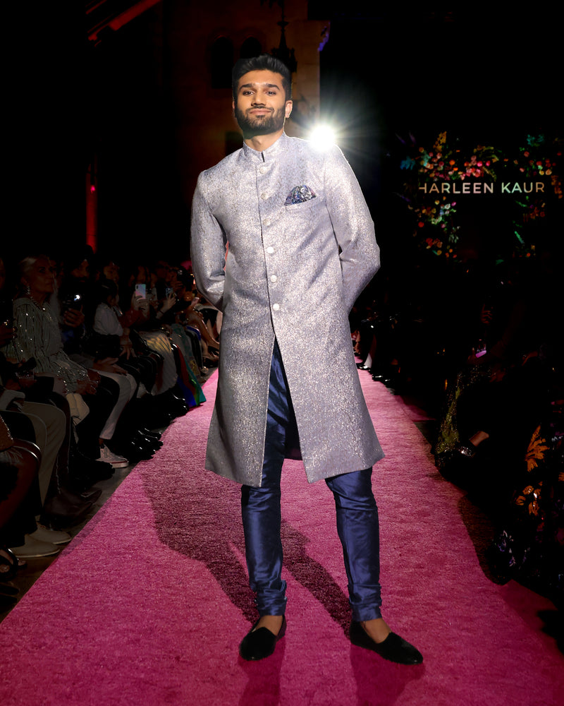 ROMEO Periwinkle Blue Metallic Sherwani