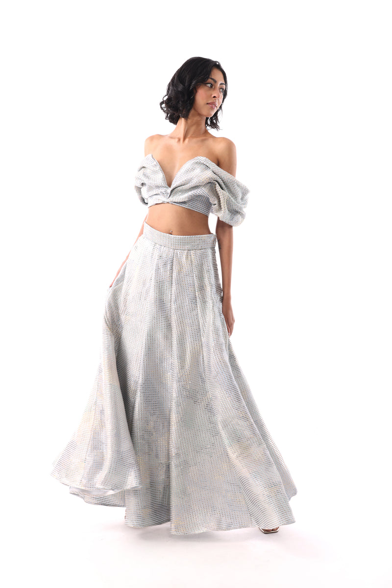 SASHA Light Blue and Mint Lehenga Skirt