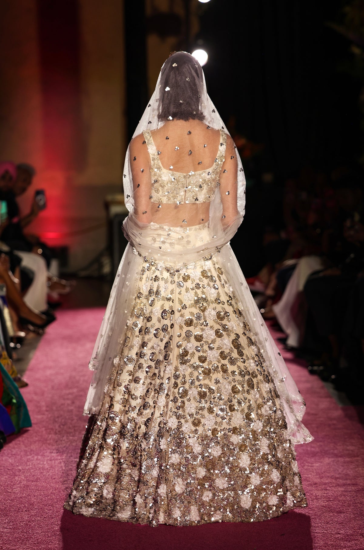 VIVIANNA Metal Floral Sequin Bridal Lehenga Set