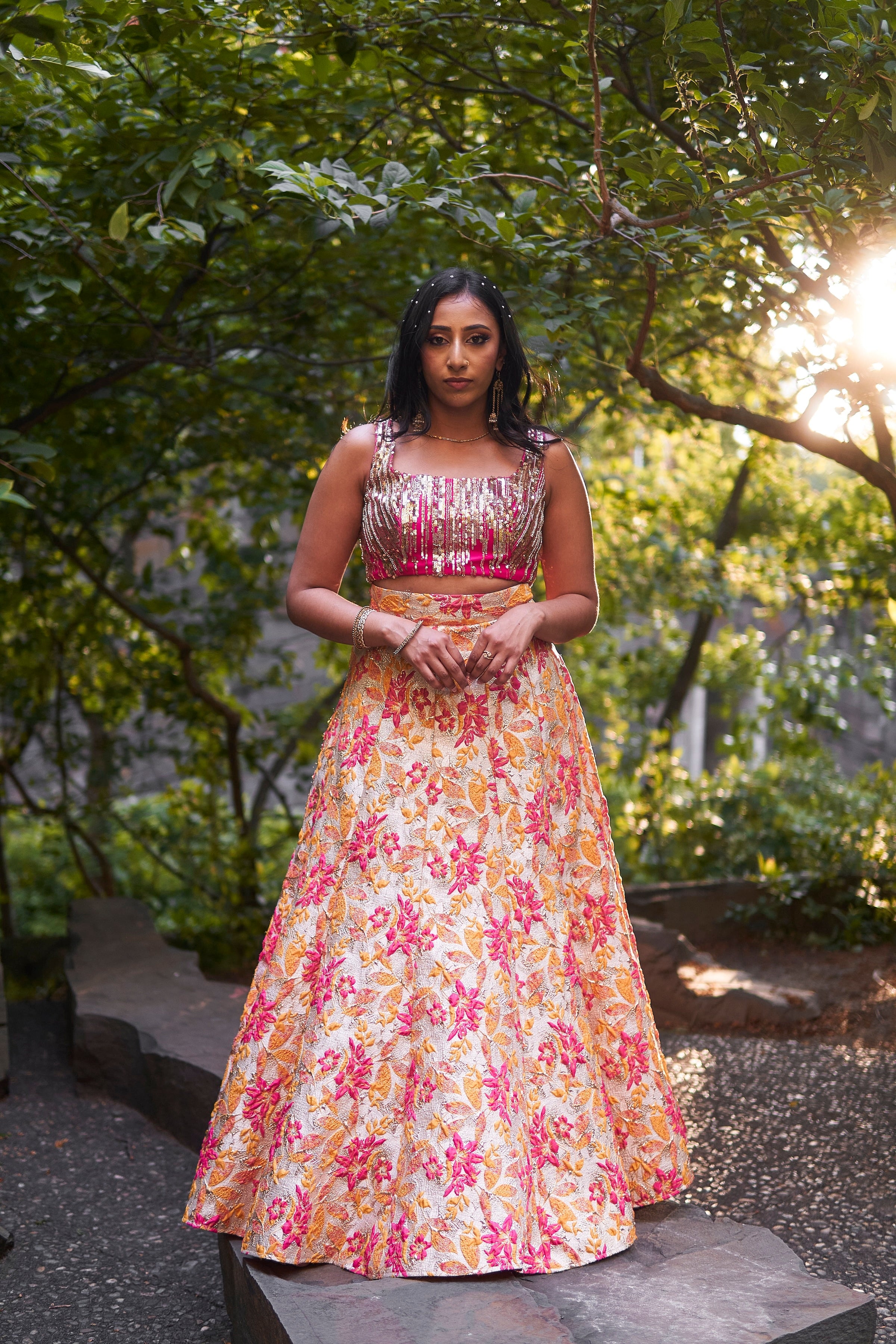 Yellow floral shops gown