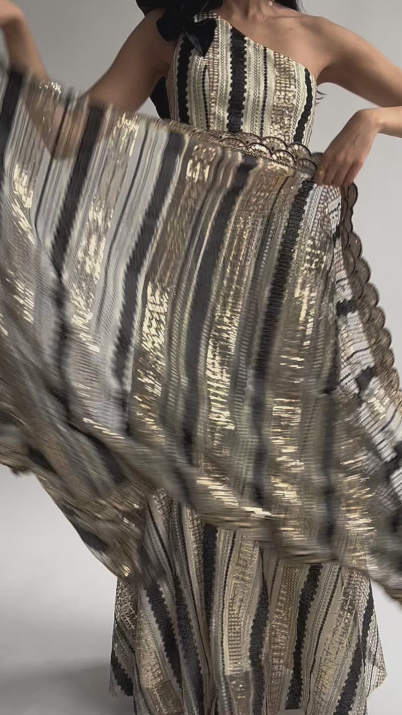 REYANA Striped Sequin Dupatta