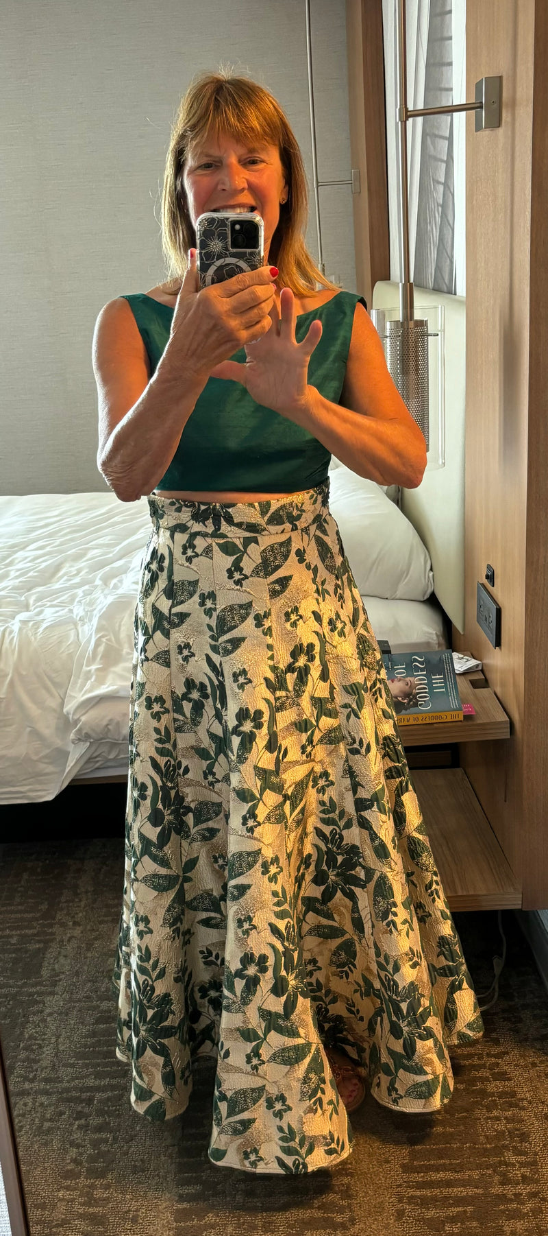 AVNI Green and Mint Floral Jacquard Skirt (reFresh)