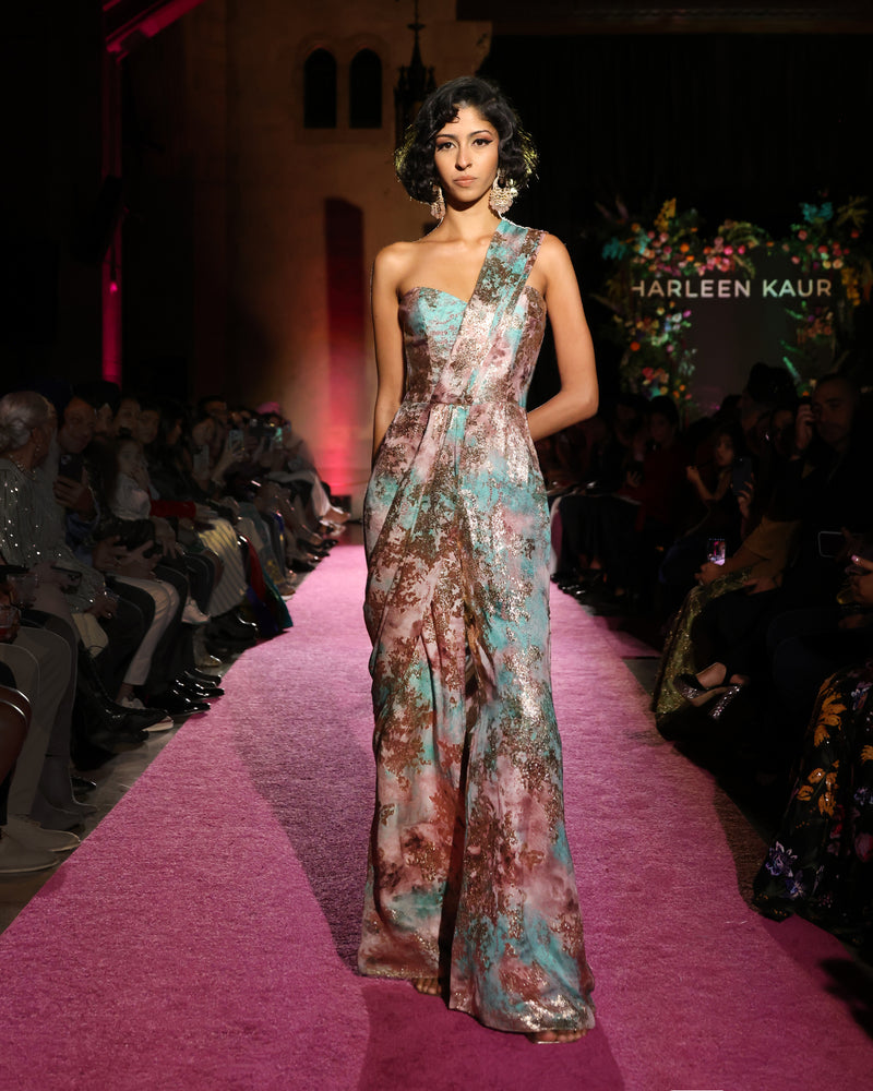 YASMIN Metallic Sari Jumpsuit