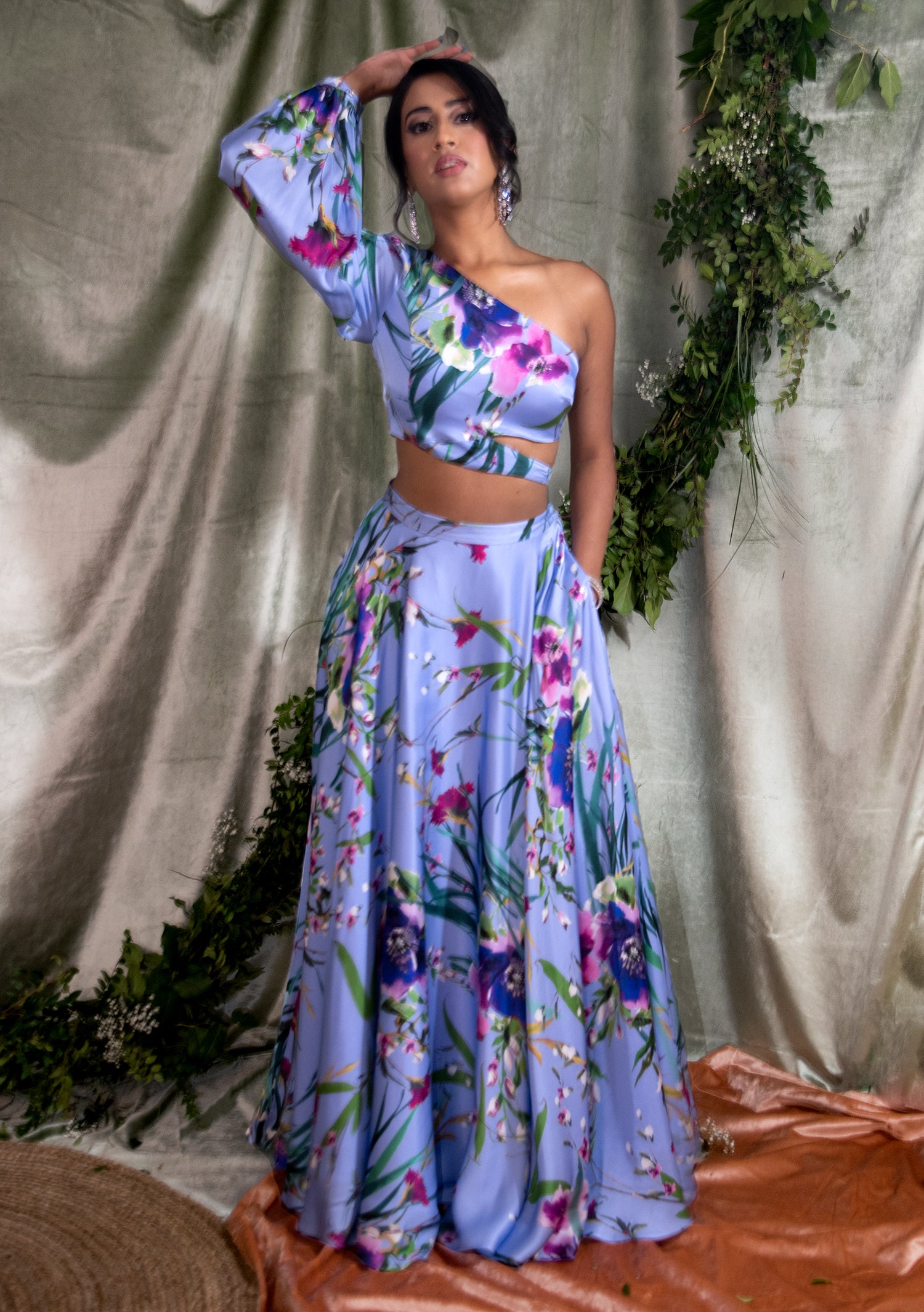Buy Turquoise Net Fabric Crop Top Style Lehenga Skirt SF983 –  ShreeFashionWear