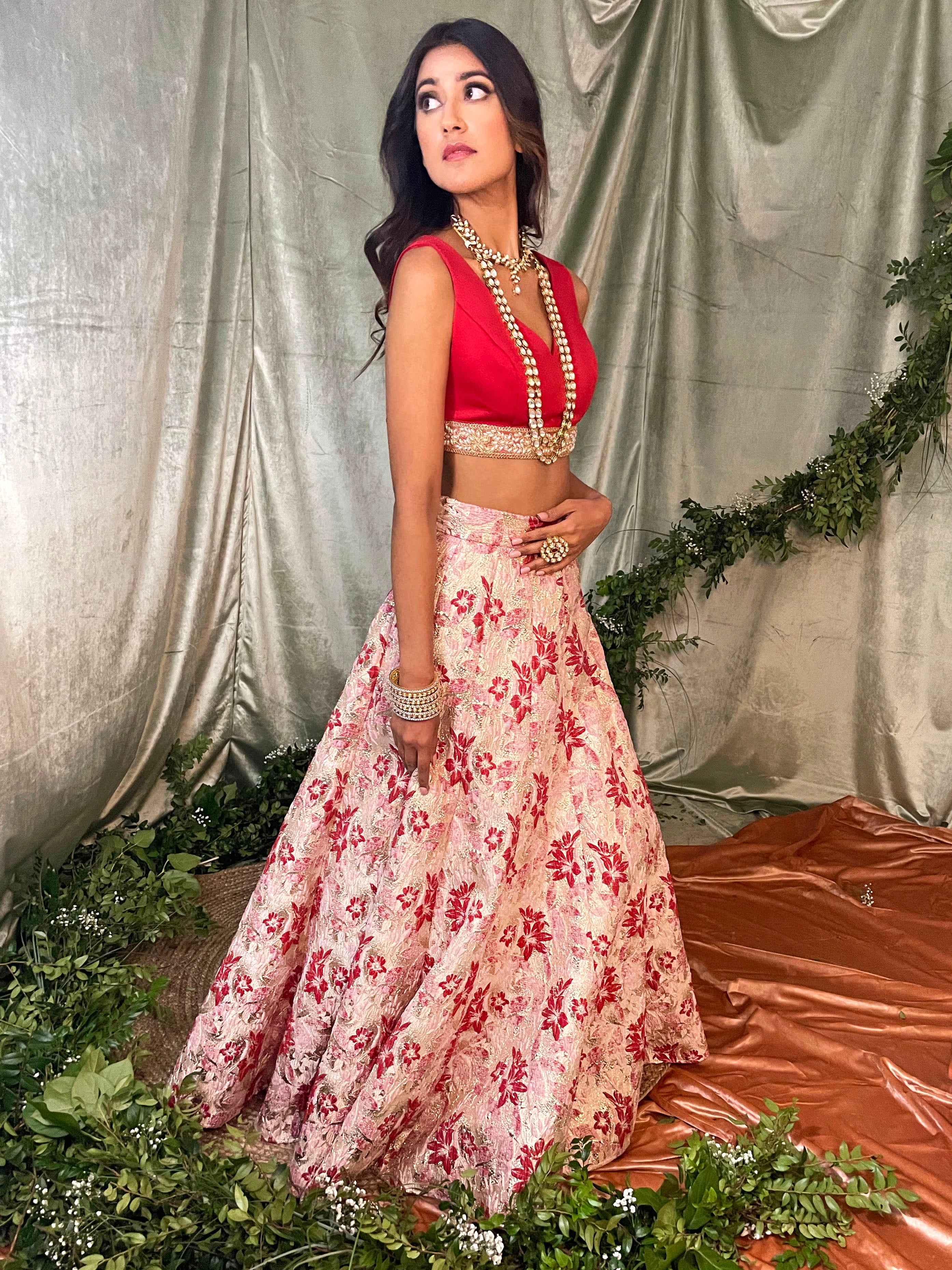 Modern Red and Pink Wedding Lehenga – HarleenKaur