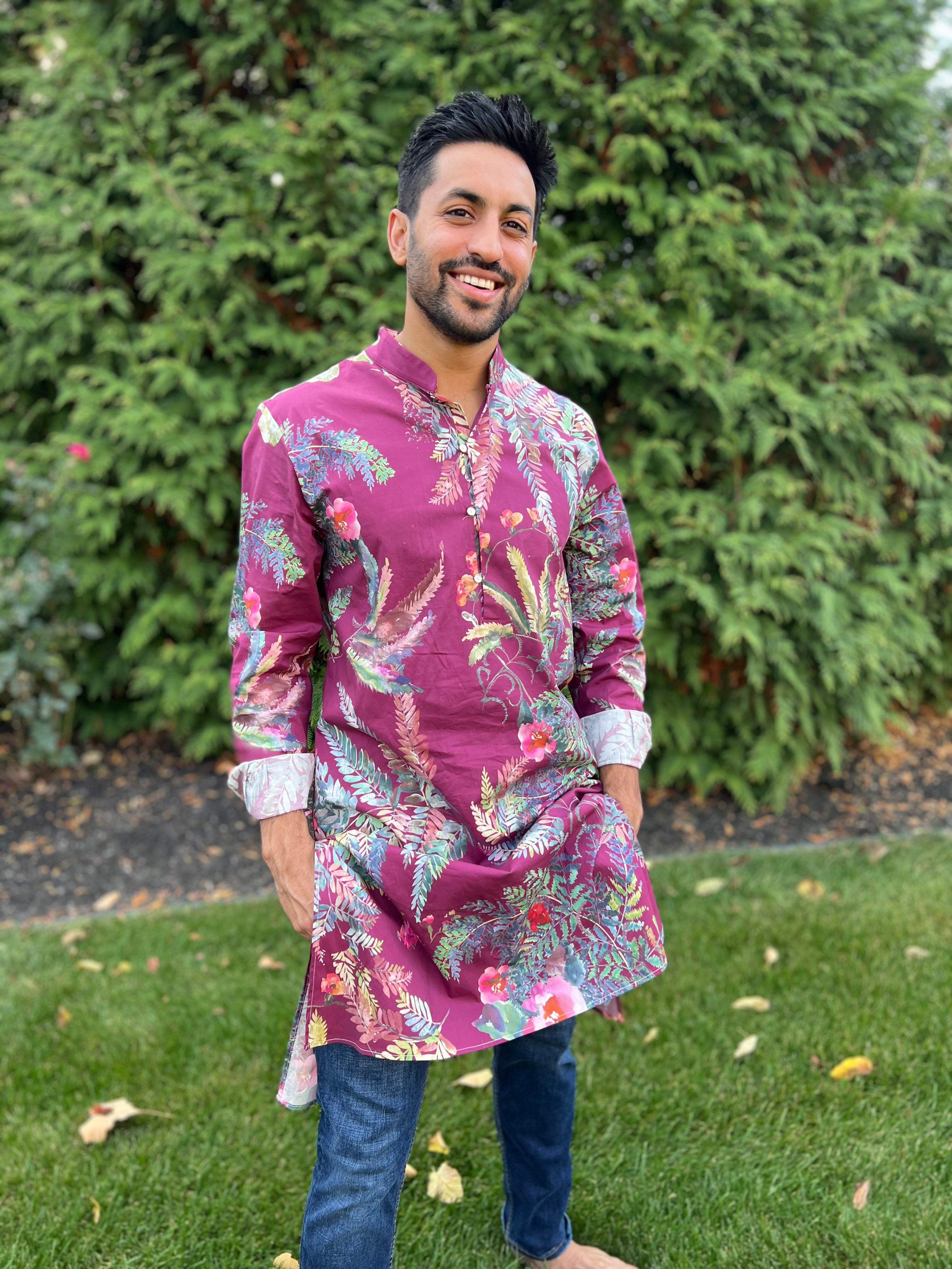 Mens floral kurta discount pajama